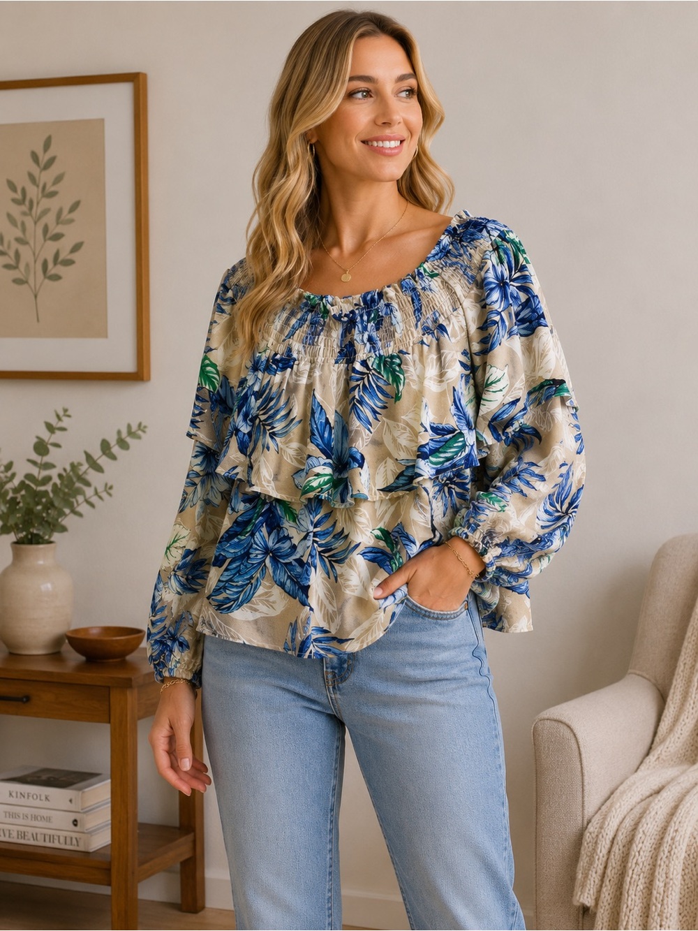 Cupio Anthropologie Ladies Balloon Sleeve  Luxury Romantic Boho Whimsy Top Sz S